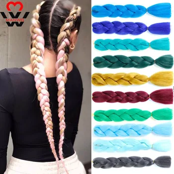 

MANWEI Braids Synthetic Braiding Hair Extensions For Woman Crochet Braids Kanikalon hair crotchet for African American