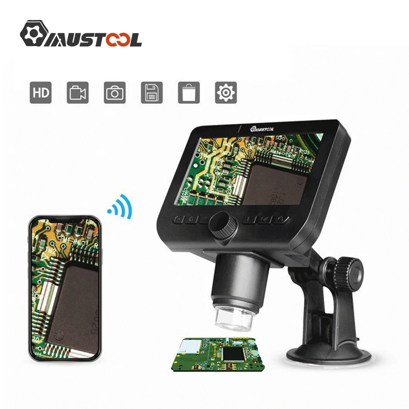 Микроскоп muтабурет G610 2 Мп 4 3 дюйма ЖК-дисплей Wi-Fi Поддержка IOS Android встроенная