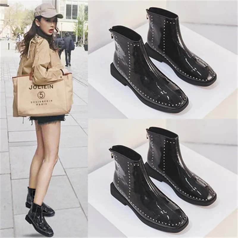 

Rivet Martin Boots 2019 New Style plus Velvet England Ventilation Network Red Thin Spring And Autumn Single Boots Small Short Bo