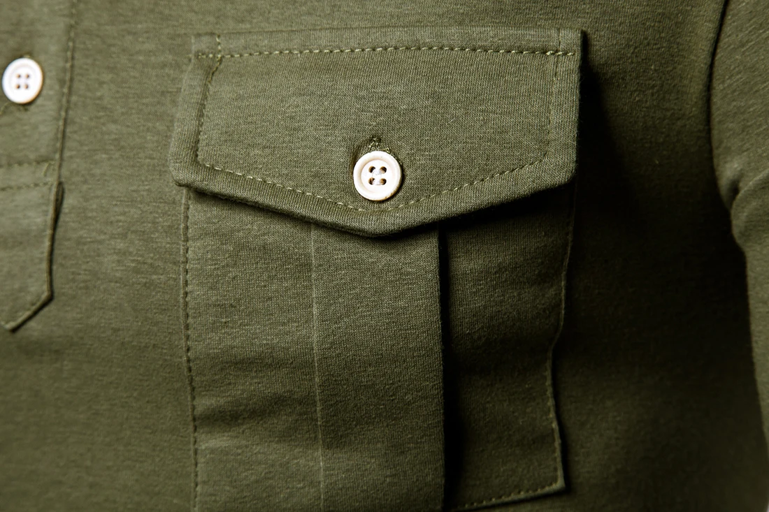 New European Code 2019 Autumn Lapel Long-sleeved Polo Shirt High Quality Military Wind Pocket Decorative Shirt New European Code 2019 Autumn Lapel Long-sleeved Polo Shirt High Quality Military Wind Pocket Decorative Shirt