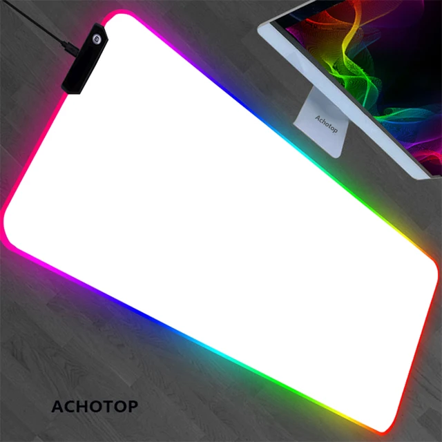 Tapis de souris personnalisé RGB Glow, tout blanc, grande taille, photo  personnalisée, rose, PC, table, polymères XL, bricolage, joueur de jeu, LED  dédiée - AliExpress