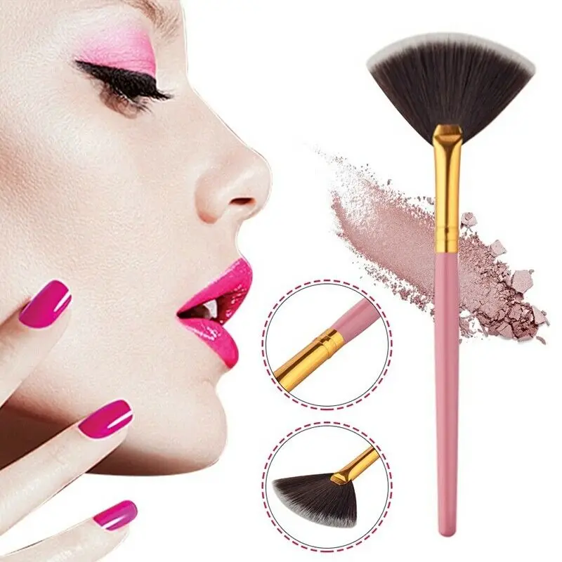 

2019 Professional Cosmetic Tools Accessories Fan Shape Makeup Brush Highlighter Face Powder Brush For Face Make Up Maquiagem