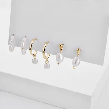 

Fashion Freshwater Pearl Stud Earrings Set for Women Girls Round 2020 Boho Vintage Earrings Geometric Statement Jewelry Gift