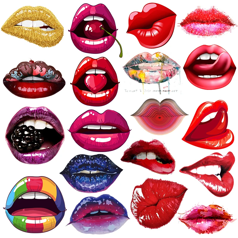 Sticker For Clothes Lips Patches Heat Transfer Thermal DIY Washable T-Shirt Iron 