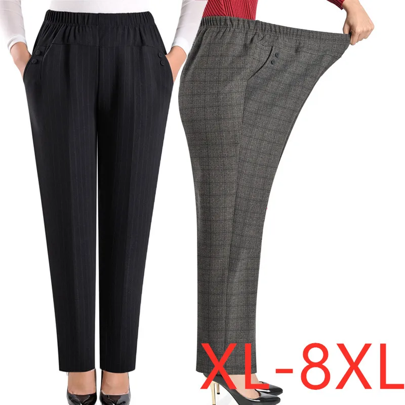 Extra Large Size Women Pants Loose High Elastic Elastic Pants Middle-aged Clothing 6XL 7XL 8XL Autumn Pants Female Trousers J400