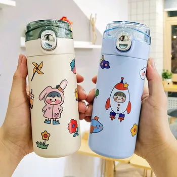 

Thermos cup female portable small cute girl heart water cup stainless steel students high appearance level creative cup