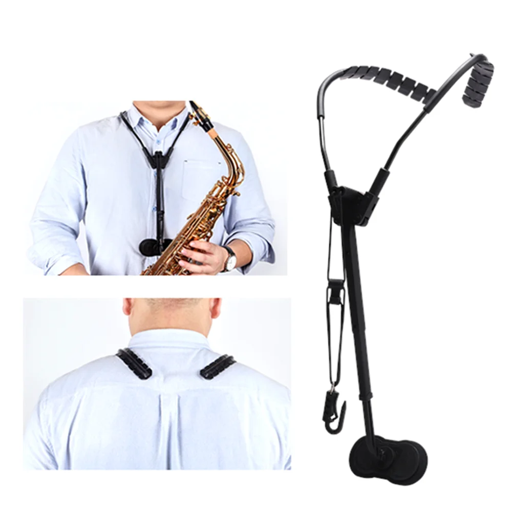 

Adjustable Black Double Shoulder Saxophone Strap Neck Sax Stage Play Neck Belt Protect The Cervical Spine