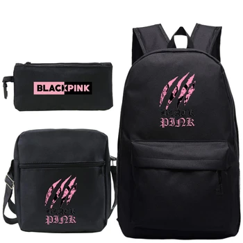 

Fashion Blackpink Backpack 3pcs Set Students Schoolbag With Pen Bag and Shoulder Bag Boys Girls Crossbody Bag Start School Gift