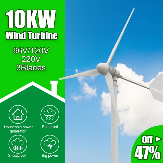 10KW horizontale Windkraftanlage 96v 220v 380v AXIS