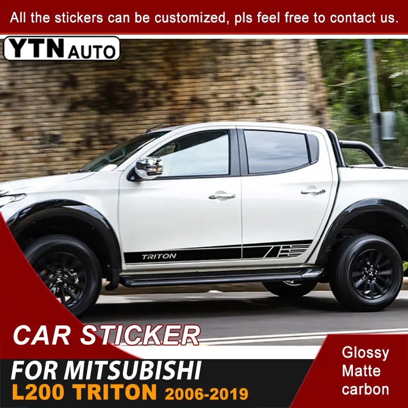 

2 Pcs Side Door Car Sticker Racing Stripe Styling Graphic Vinyl Modified Car Decal Customs For Mitsubishi L200 Triton 2006-2019