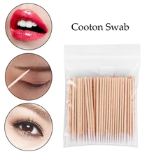 100 шт./пакет одноразовые стираемые тени для век деревянная ручка ватный тампон подводка для глаз Для Бровей Удаление татуировки принадлежности инструмент для снятия макияжа