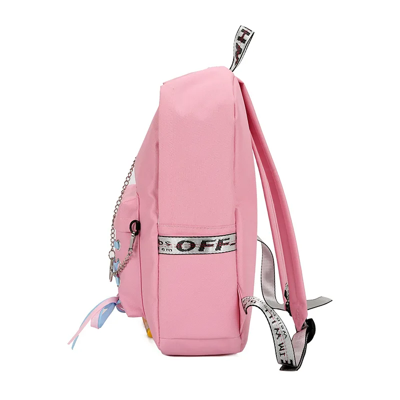 New Style Iron Hoop Canvas School Bag Women's Korean-style Harajuku Trend Backpack Solid Color Backpack Early High School School