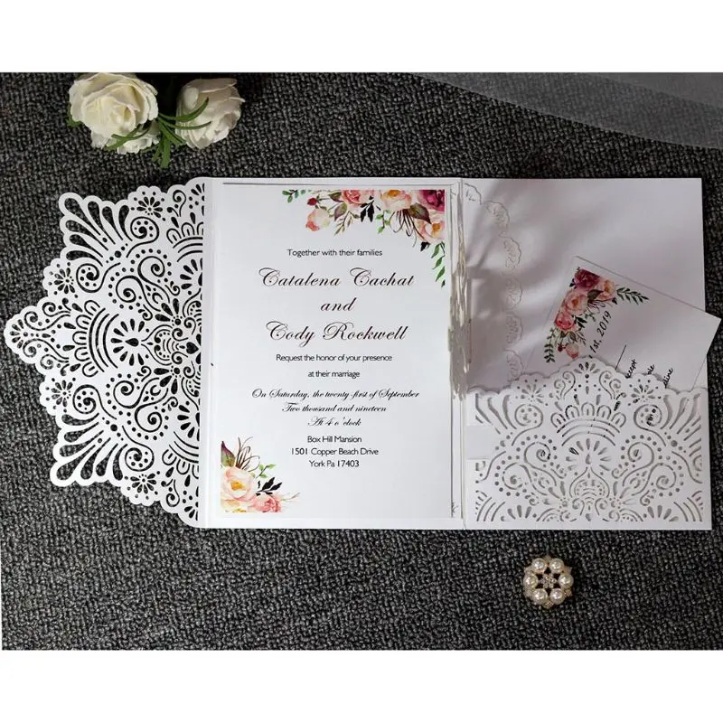  10 Pcs 3D European Style Wedding GraduationI Parties Celebration nvitation Card with Envelope Kits  - 4.00047E+12