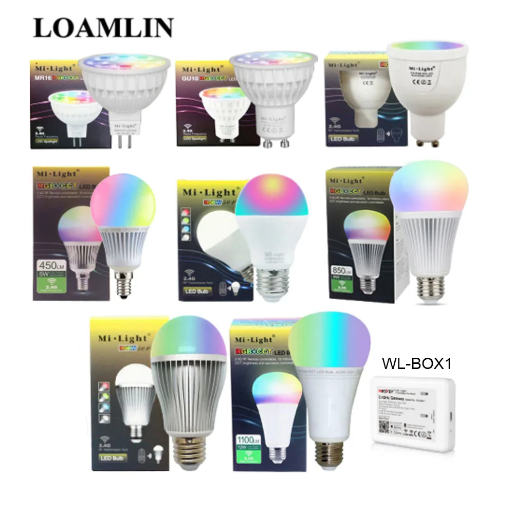 Miboxer Milight приглушаемая Светодиодная лампа MR16 GU10 E14 E27 2 4G 4 Вт 5 6 9 12 CCT/RGBW/RGBWW/RGB +