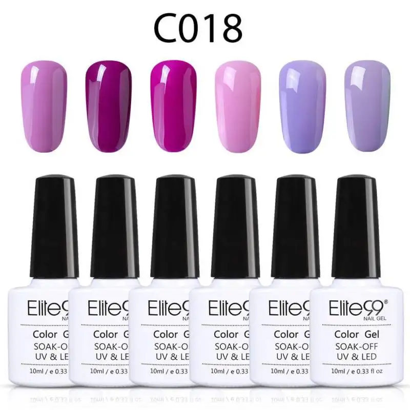 C018 Elite99 6 шт./лот Чистый Цвет Гель-лак для ногтей набор замачивания мерцающий Giltter УФ светодиодный лак для ногтей гель профессиональная эмаль маникюрный набор - Цвет: C018