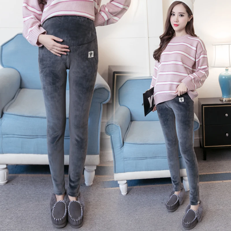 Pregnant Women Winter leggings Double Sided Velvet Keep Warm Trousers Maternity thick Fleece Belly Pants maternity leggings