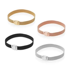 [Новинка] светоотражающий окисленный сетчатый браслет из серебра 925 пробы с регулировкой европейских бусин, очаровательный женский браслет с оригинальным 1:1