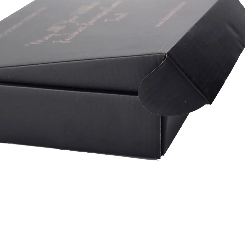 Изготовленные На Заказ Черные гофрированные бумажные коробки для доставки почтовых отправлений напечатанный логотип упаковка одежды Нижнее белье рубашка поло коробка для волос