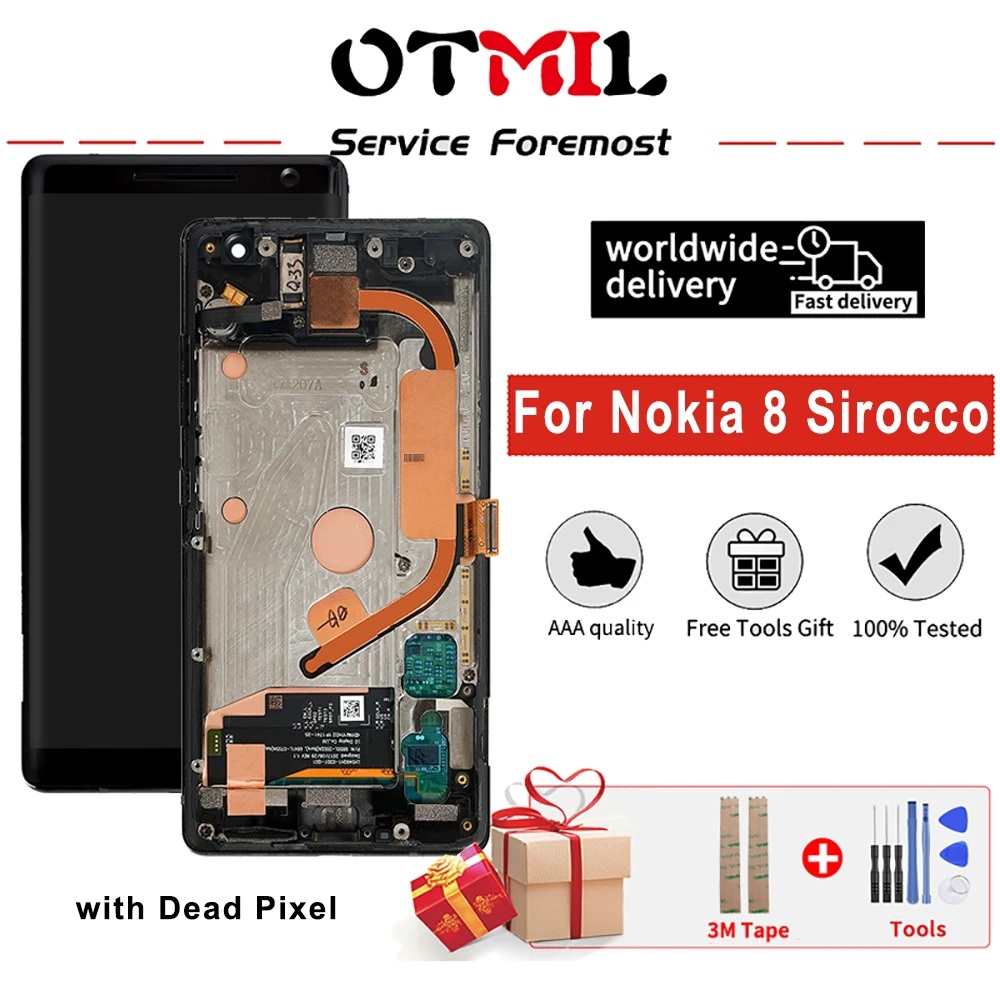 US $162.90 100 AMOLED LCD For NOKIA 8 Sirocco LCD Display Touch Screen With Frame For NOKIA 8 Sirocco LCD Display With Dead Pixel