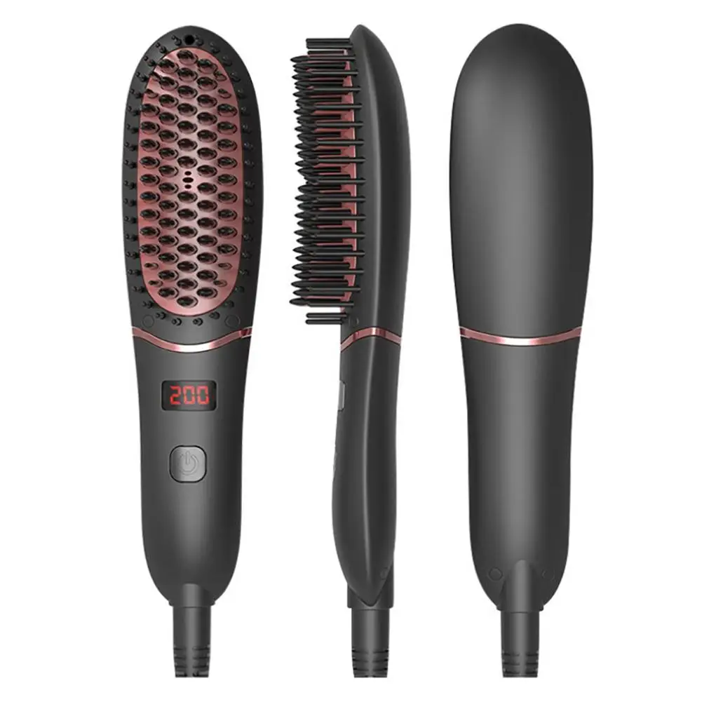 

New Hair Straightener Brush Hair Electric Brush Comb Irons Straightener 100-240V Home And Travel Black Styling Tool