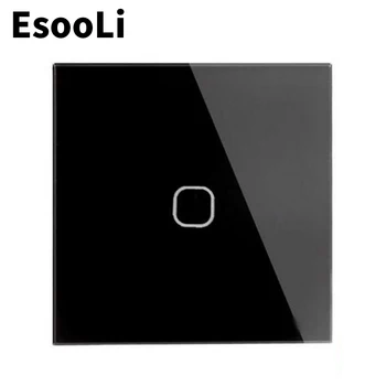

EsooLi EU/UK Standard Light Switch Wall Touch Sensor Switch,Crystal Glass switch power,1/2/3 Gang 1 Way,luxury Wall Touch