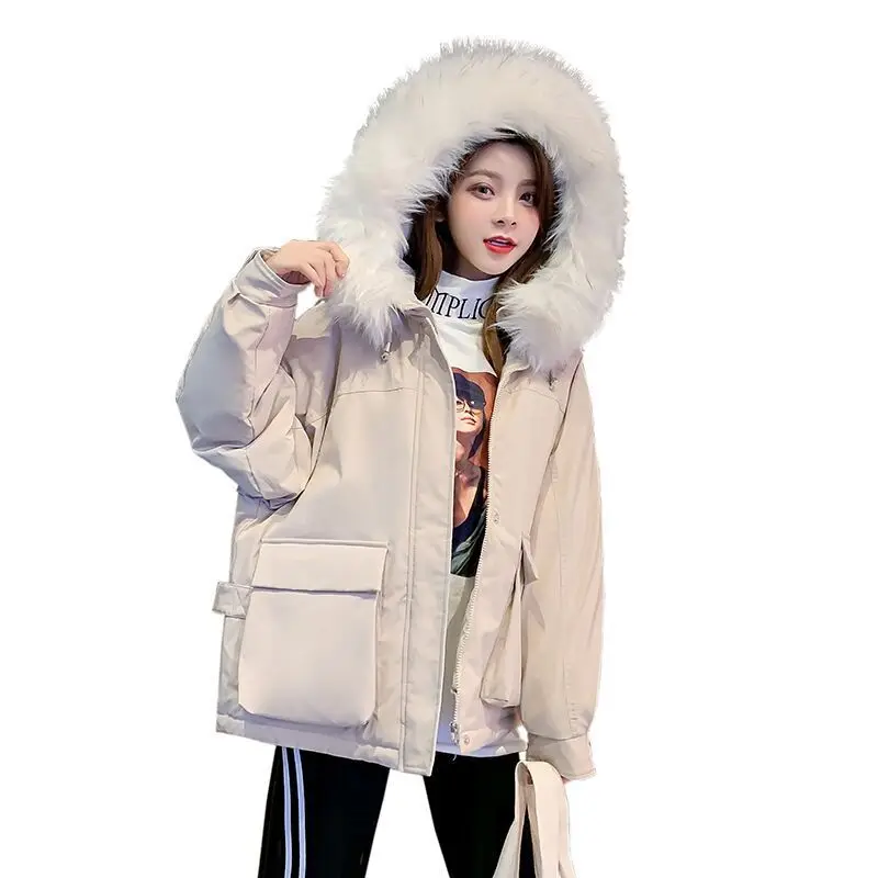 

New arrival Female winter jackets and Long coats thick wool-collar down jacket winter jacket new loose large-size jacket 1912
