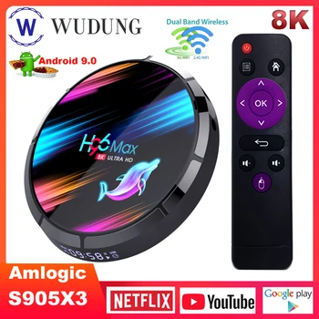

H96 MAX X3 Android 9.0 TV Box Amlogic S905X3 4K Netflix Youtube 2.4G 5G 1000M Wifi 4GB RAM 64GB 128GB ROM BT4.0 8K Smart TV Box
