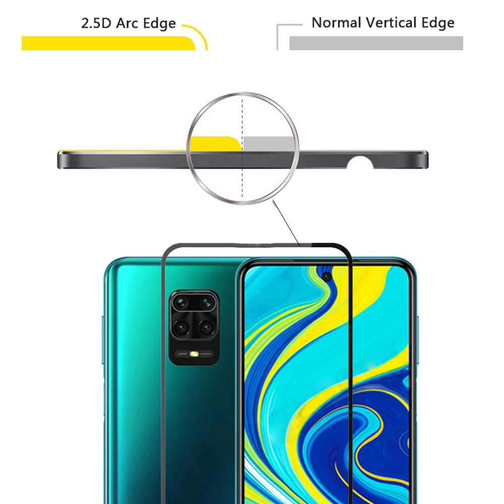 3в1 набор 9H полное покрытие Защитная пленка для телефона Redmi Note 9s стекло экрана
