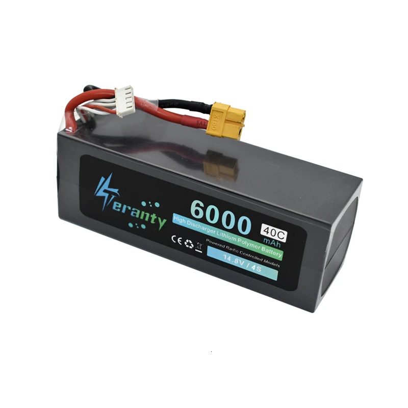 Teranty power 14,8 v 6000mAh 40C Lipo аккумулятор для радиоуправляемого дрона, лодки, квадрокоптера, запасные части 4S, 5200 mah, 14,8 v батареи, разъем T/XT60