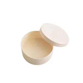 

21CM Diameter Small Round Wood Case Baking Food Storage Box Solid Color Unfinished Organize Container Graffiti Box for Home Kids