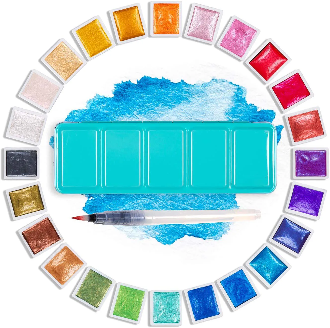 Professional 12/24/48 Colors Pearlescent Watercolor Paints Set Pigment Solid Paint for Art Supplies