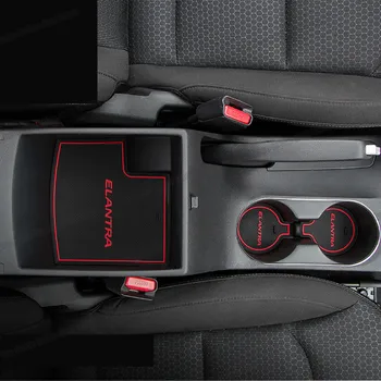 

lsrtw2017 latex car door slot mat cup armrest storage anti-slip pad carpet for hyundai elantra 2016 2017 2018 2019 2020