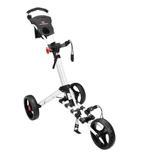 

Golf Push Cart Swivel Foldable 3 Wheels Pull Cart Golf Trolley with Umbrella Stand Golf Cart Bag Carrier