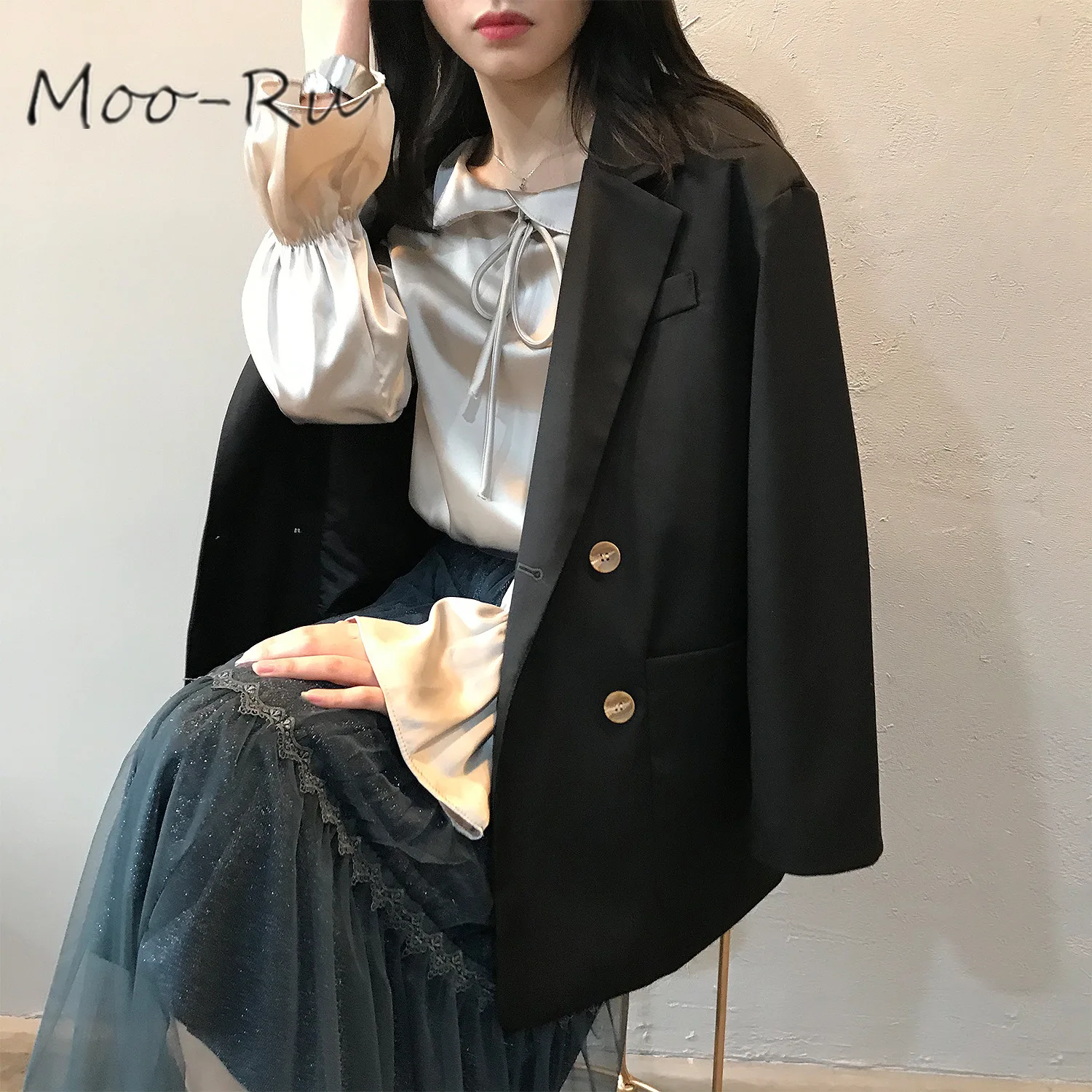 Moo-Ru 2020 Spring Edition Han Version Sweet Slim In Long Style Suit Lapel Long Sleeve Large Pocket Suit Jacket - 4.00069E+12