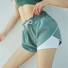 Стиль женские быстросохнущие двухслойные спортивные шорты для йоги шорты для бега и йоги