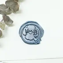 Индивидуальные инициалы с четырехлистным клевером воск печать/Пользовательские Свадебные печати/свадебные приглашения печать/на заказ Свадебная печать