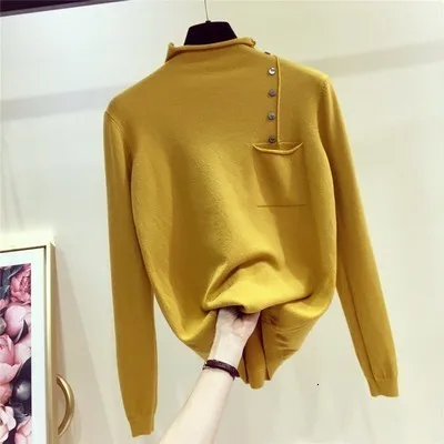 SHENGPALAE, водолазка с длинным рукавом, вязаный свитер, женские топы, тонкий короткий рукав, 5 цветов, новинка, свитер FU151 - Цвет: Yellow