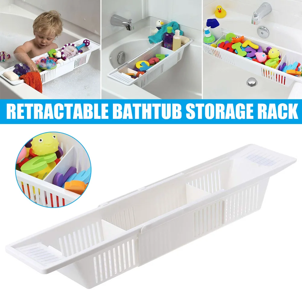 Hot Bathtub Caddy Tray Plastic Basket Shelf Rack Bath Toys Organizer Retractable Storage S7 #5 | Дом и сад