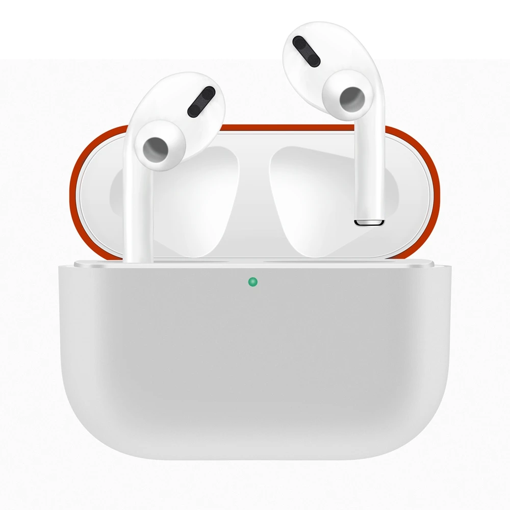 Red White Кожаный чехол для наушников для AirPods Pro, силиконовый защитный чехол, беспроводная bluetooth-гарнитура, защита от падения, водонепроницаемый чехол для хранения - Цвет: Red White