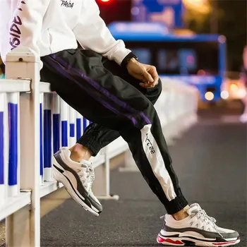 

Hip hop Streetwear Men Harem Cargo Pants Korean Jogger Sweatpants Solid color Black White Ankle Length Trousers M-5XL