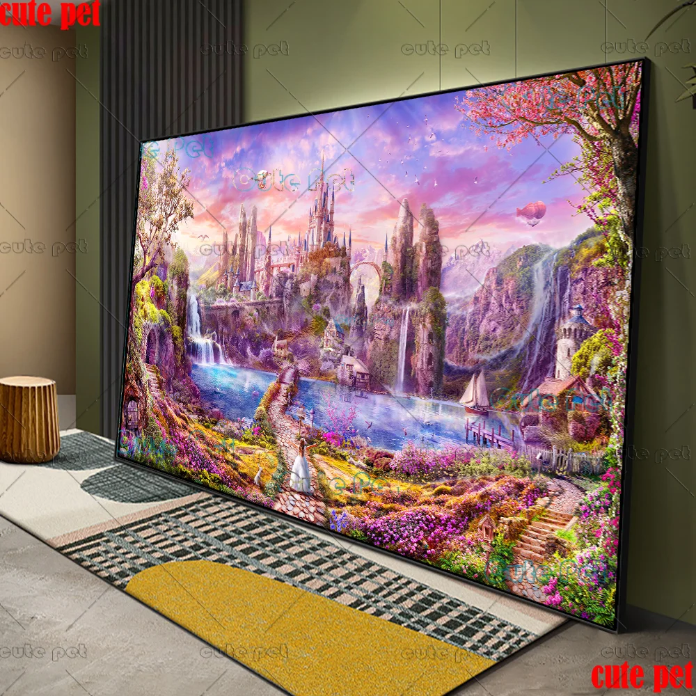 DIY Diamond Painting Cross Stitch Pink fairyland princess castle