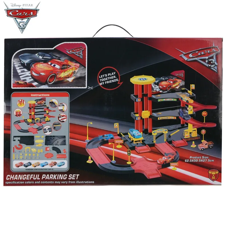 

Brand New In Stock Original Box Disney Pixar Cars 3 Lightning McQueen Large Parking Lot Assembled Toy For Boys Christmas Gift