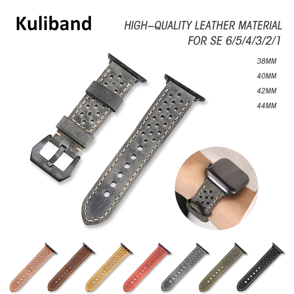 

Leather Strap for Apple Watch SE/6/5/4/3/2/1 38mm 40mm Watchband Replacement for iWatch 6/SE 42mm 44mm Bracelet Loop Band