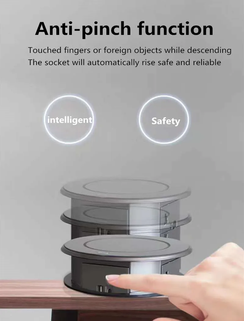 Soquete com Usb de Carregamento sem Fio Escritório em Casa Soquetes à Prova Automático Inteligente Mesa Escondido Retrátil Dwaterproof Água Plug Pop up 4 Automático pop up soquete com usb de