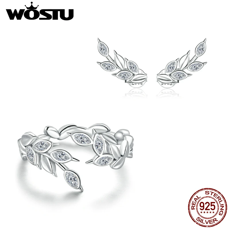 WOSTU 100% Стерлинговое Серебро 925 пробы пшеничные уши ювелирный набор блестящие
