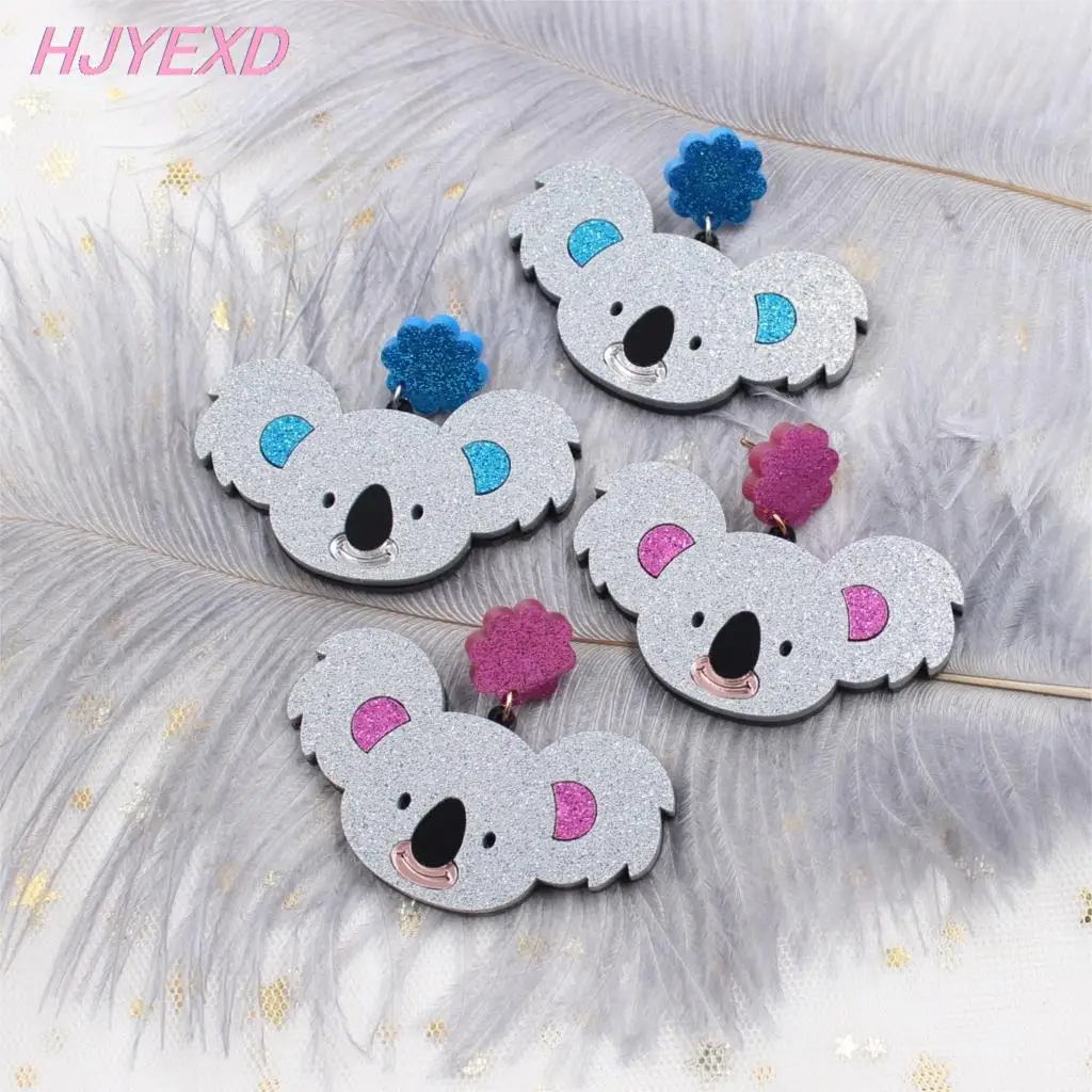 (1 пара) HP017 Koala висячие серьги праздничные эффектные акриловые с лазерным вырезом