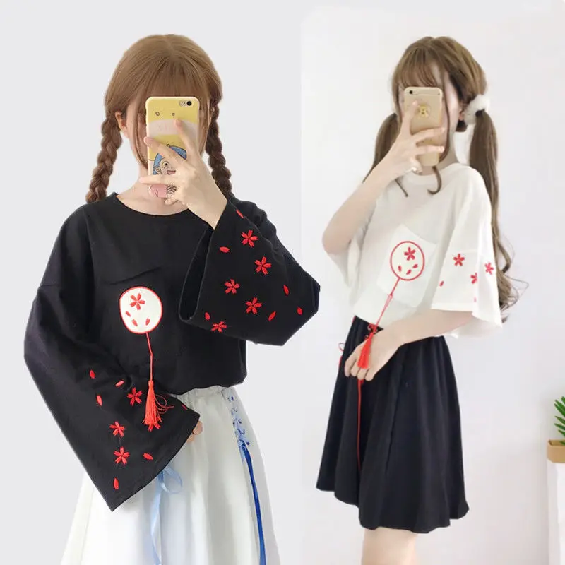 

Summer Kawaii Japan Printed T-shirt Women Black Summer Tee Top Clothes Harajuku Style T Shirts Girls 2020 Tshirt Streetwear New