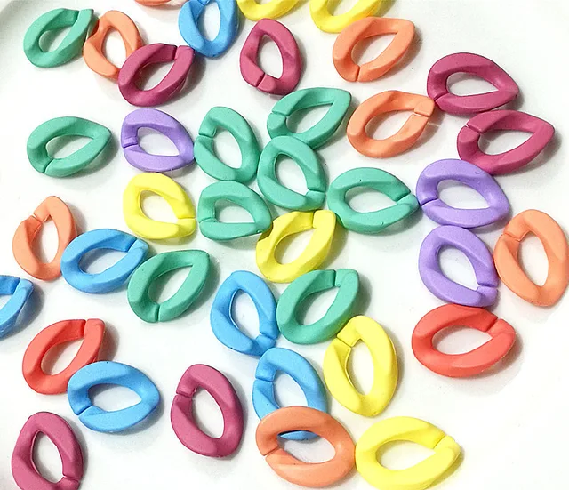 Wholesale 23mm*17mm Multi color Acrylic Twisted Chains Assembled Parts Beads Diy Jewelry Findings Accessories 60 pieces(JM6582) Mix Rubber Style