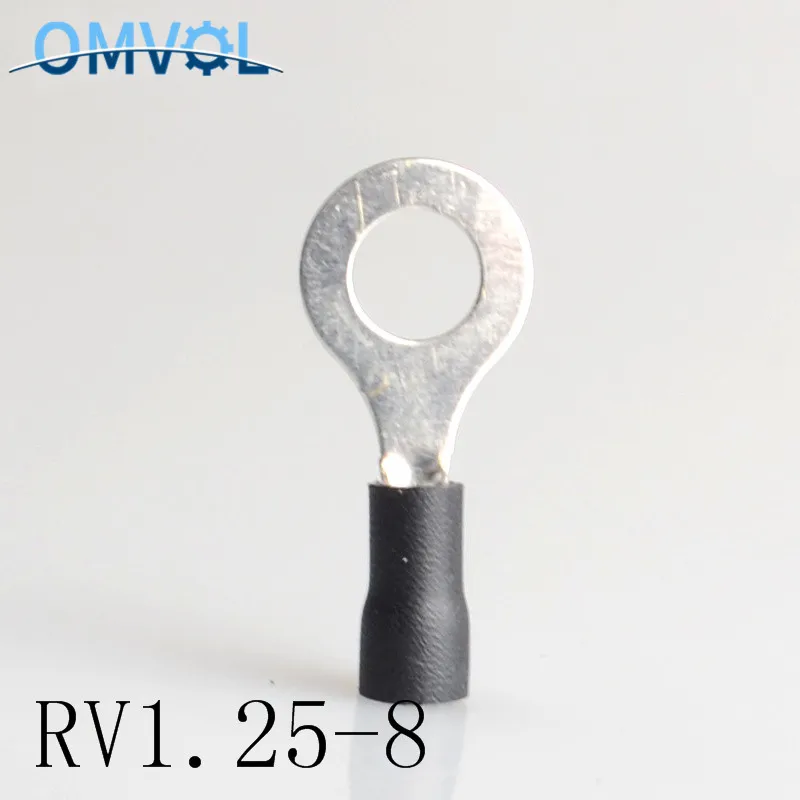 100 шт./лот RV1.25 8 красный круговой 22 16 AWG 0 5 1 мм2 Изолированный Кольцевой клеммный