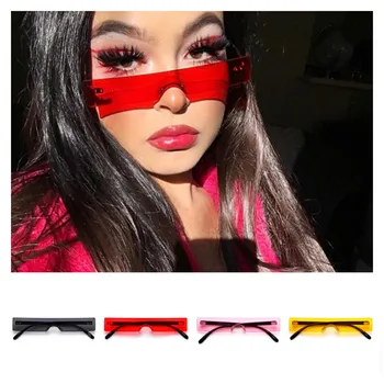 

New Rectangle Sunglasses Women 2020 Fashion Design Red Pink Clear Small Lens Personality Driver Goggles Shades UV400